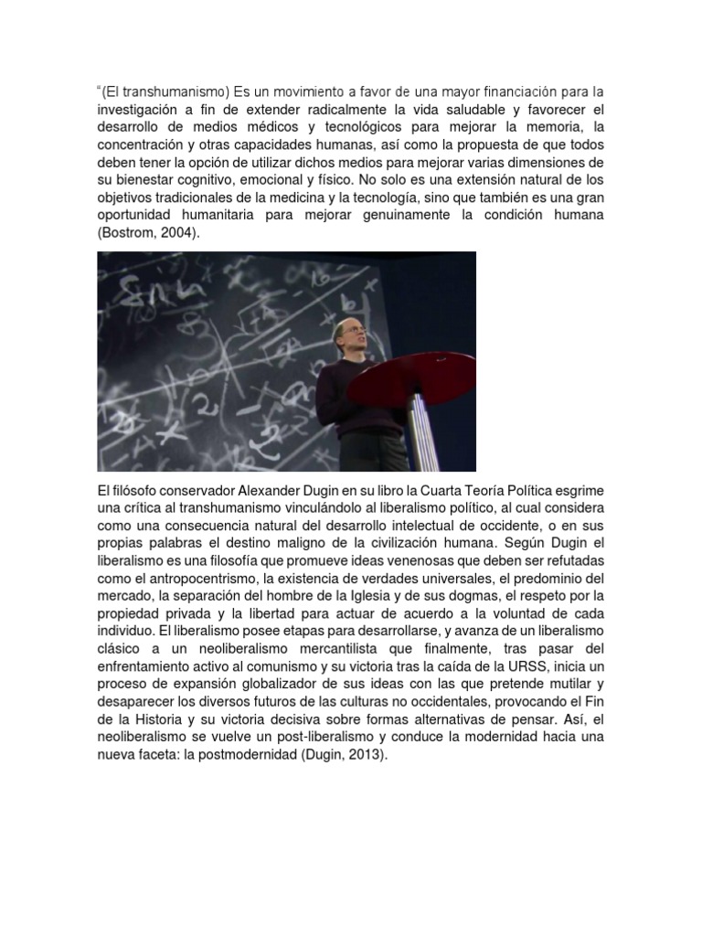 El Transhumanismo PDF Transhumanismo Teorías filosóficas