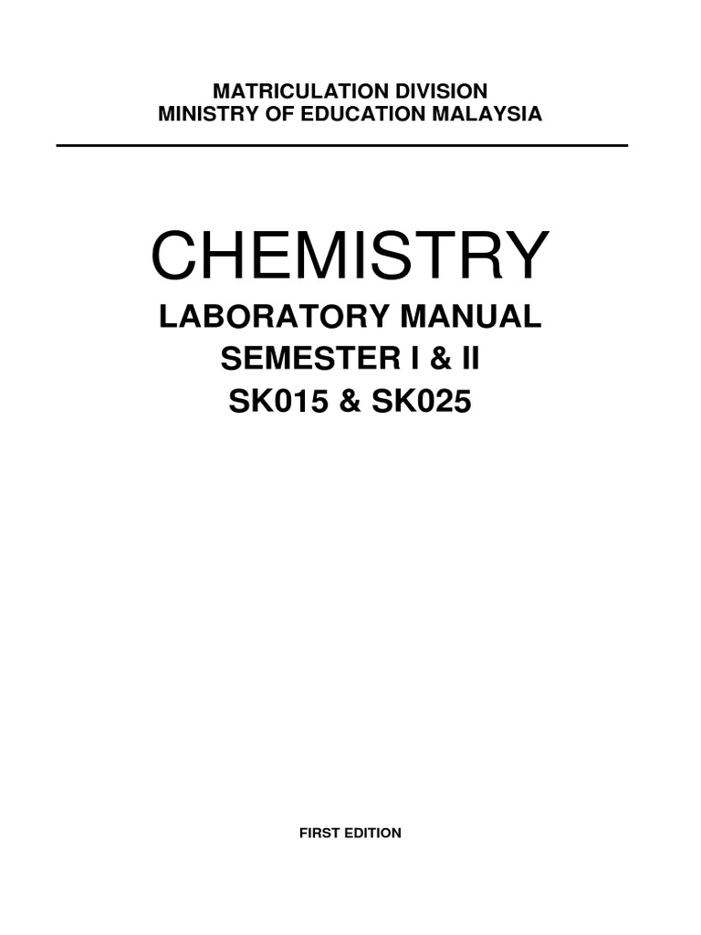 Chemistry Lab Manual SK015 & SK025 | PDF