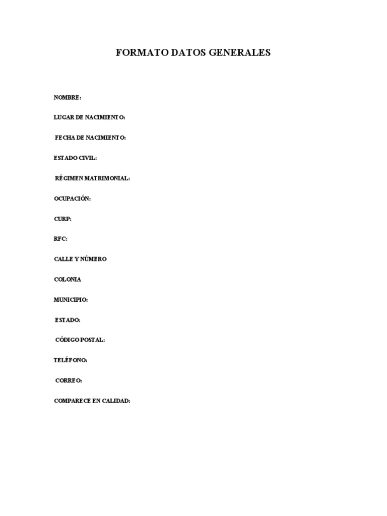 Formato Datos Generales | PDF