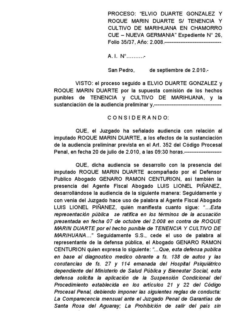 . SUSPENSIÓN CONDICIONAL Del PROCEDIMIENTO ROQUE MARIN | PDF | Castigos  | Derecho penal