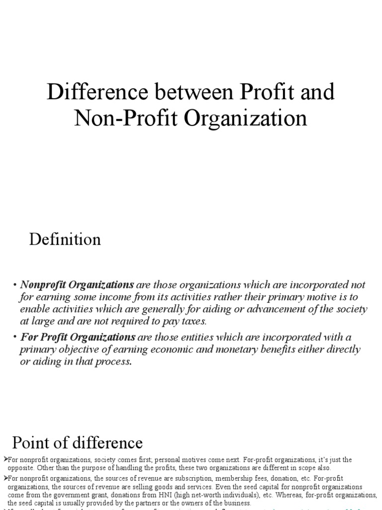 Unit 2 Difference Between Profit and NonProfit Organization PDF