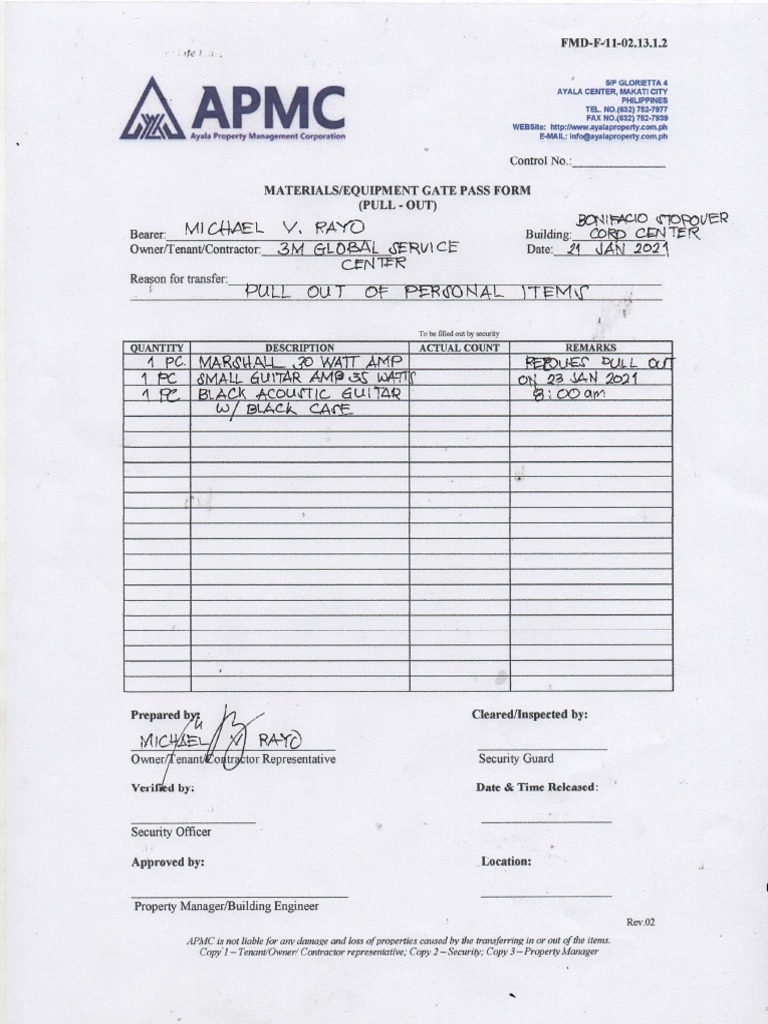 Pull Out Form | PDF