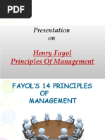 Presentation On: Henry Fayol Principles of Management