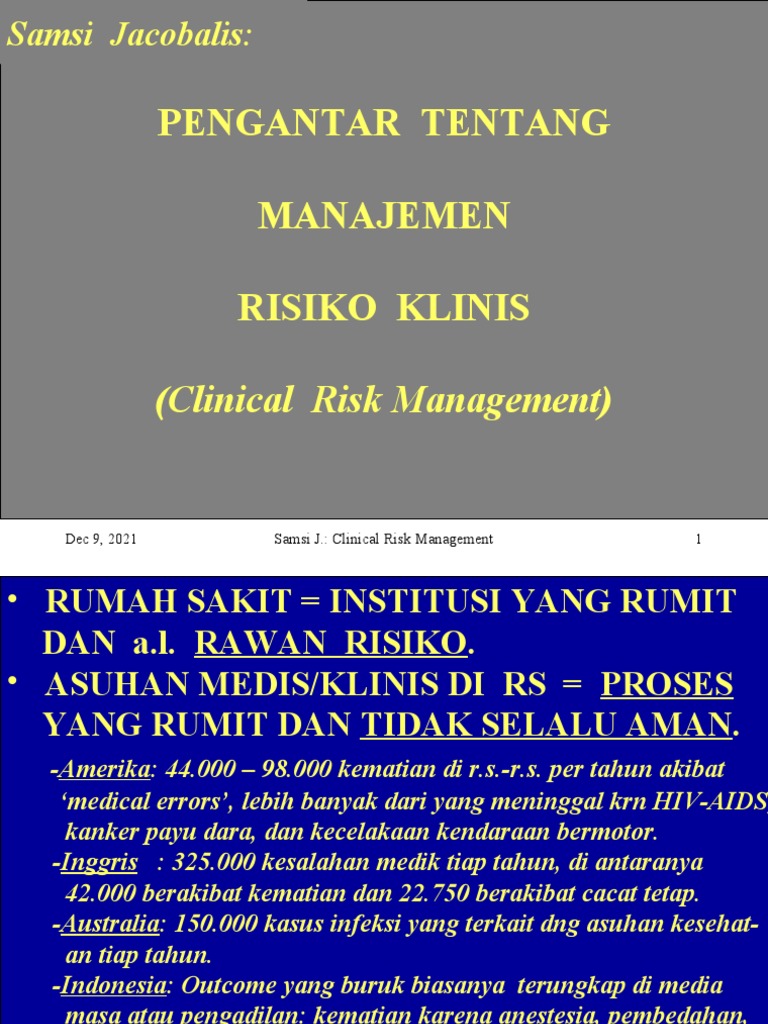 Manajemen Risiko Klinis 2 | PDF | Pengembangan Diri