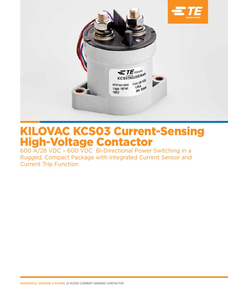 KILOVAC KCS03 CurrentSensing HighVoltage Contactor PDF Inductor Manufactured Goods