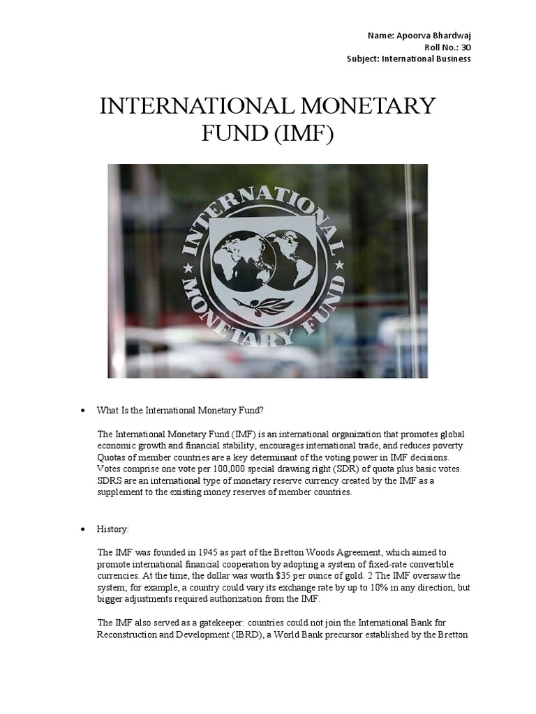Overview of the International Monetary Fund | PDF | International ...