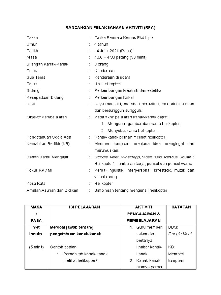 RPA Praktikum Fasa 1 (Minggu 3-Petang) 14.7.2021 | PDF