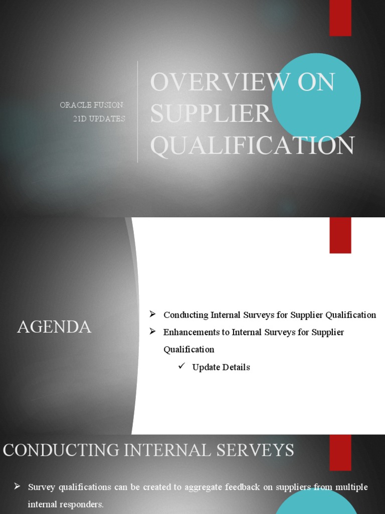 Overview On Supplier Qualification Oracle Fusion 21D Updates PDF