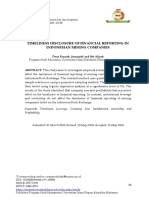 Timeliness Disclosure of Financial Reporting in Indonesian Mining Companies