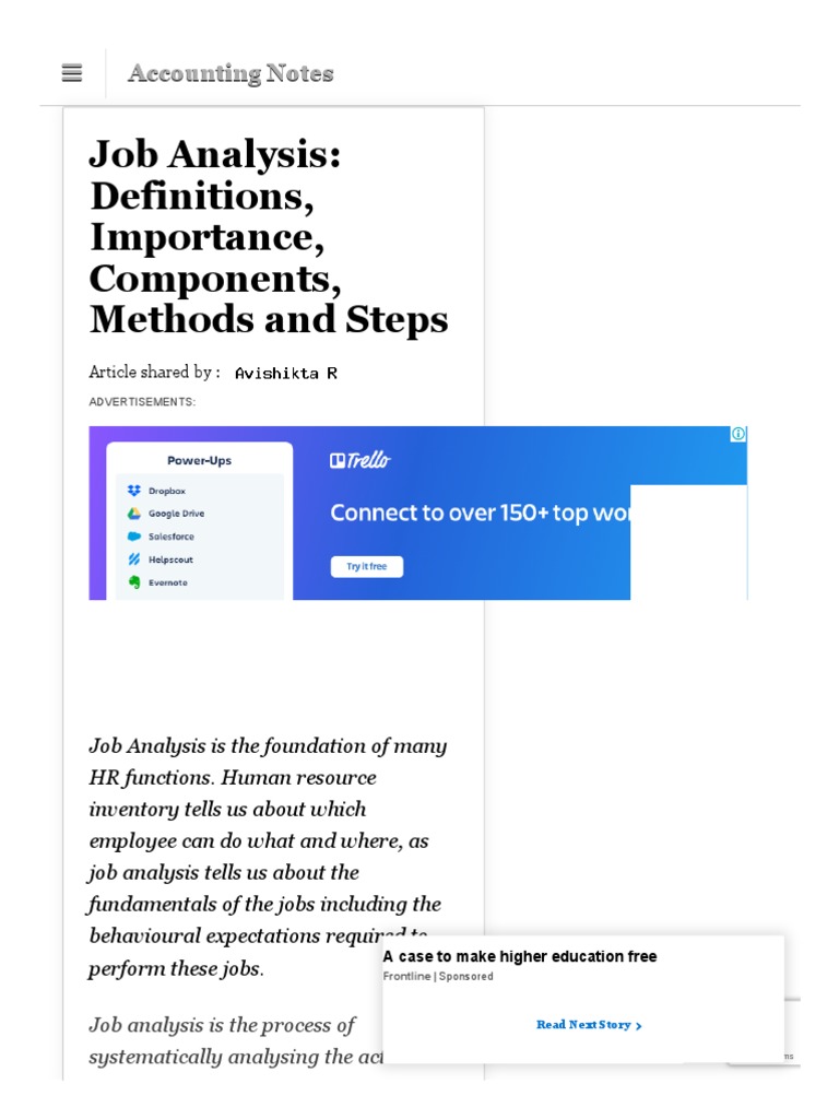 Job Analysis - Definitions, Importance, Components, Methods and Steps