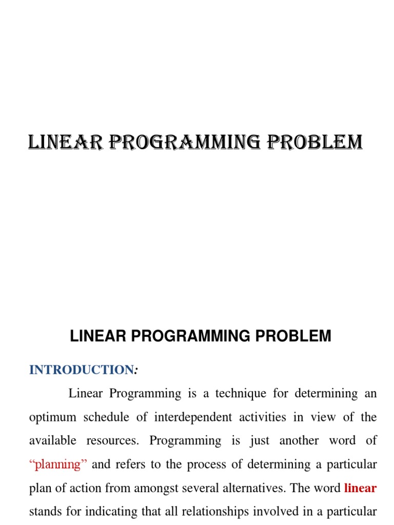 LLP Introduction | PDF | Mathematical Optimization | Linear Programming