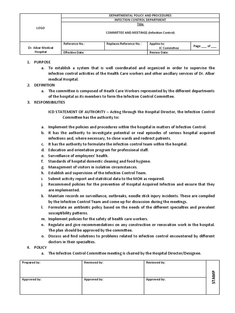 Infection Control Committee Overview | PDF | Infection | Hospital
