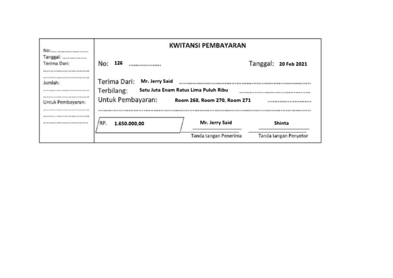 126 20 Feb 2021 Mr. Jerry Said Satu Juta Enam Ratus Lima Puluh Ribu ...