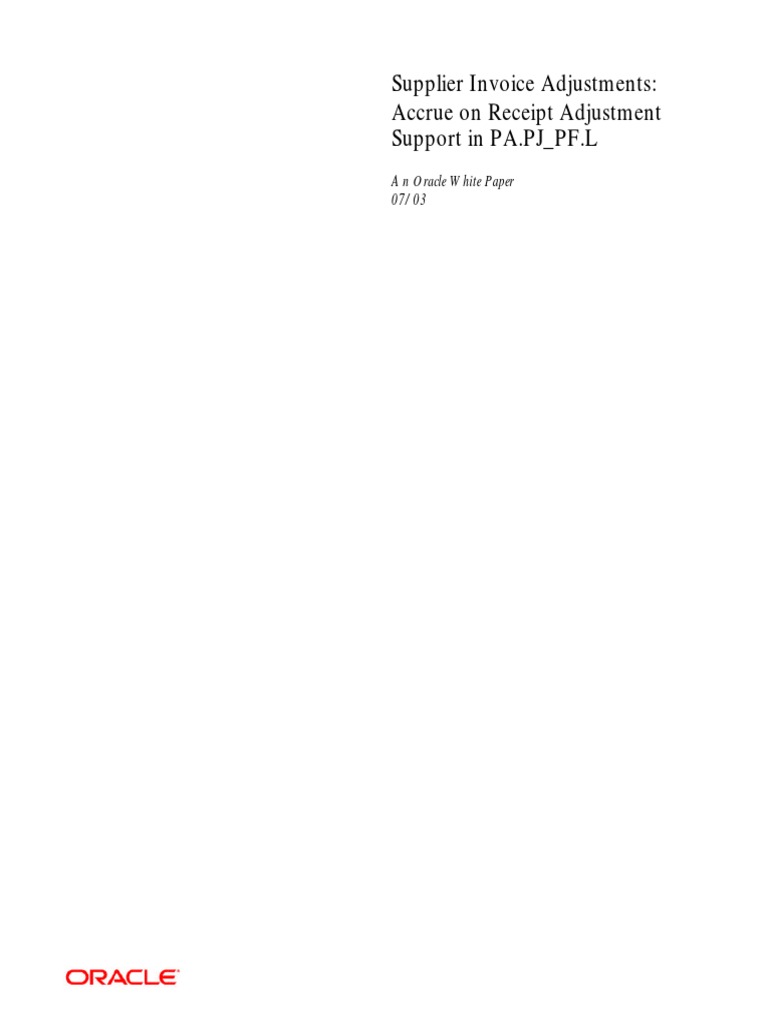 Supplier Invoice Adjustments: Accrue On Receipt Adjustment Support in ...