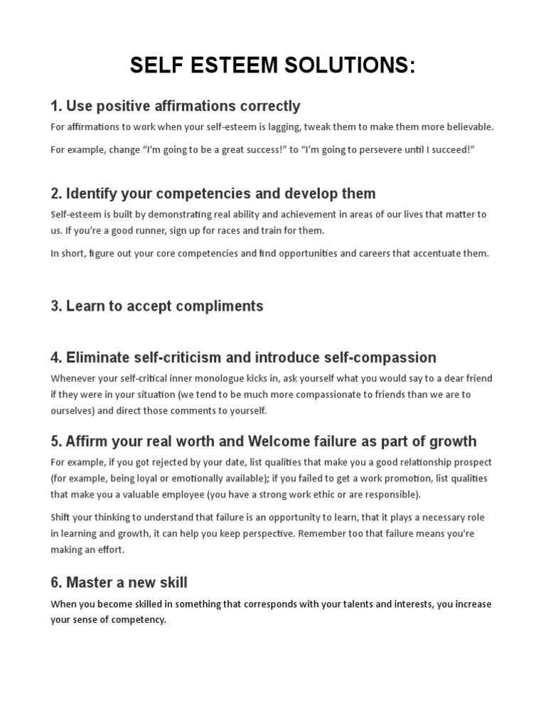 Building Self-Awareness for Self-Esteem | PDF | Self Esteem | Cognitive ...