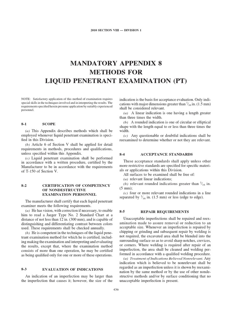 ASME VIII Div 1 Appendix 8 Overview | PDF | Welding | Construction