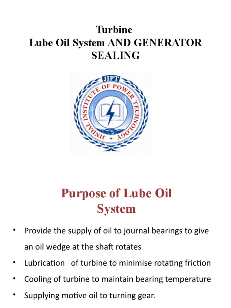 Turbine Lube Oil System AND GENERATOR Sealing PDF Pump Lubricant
