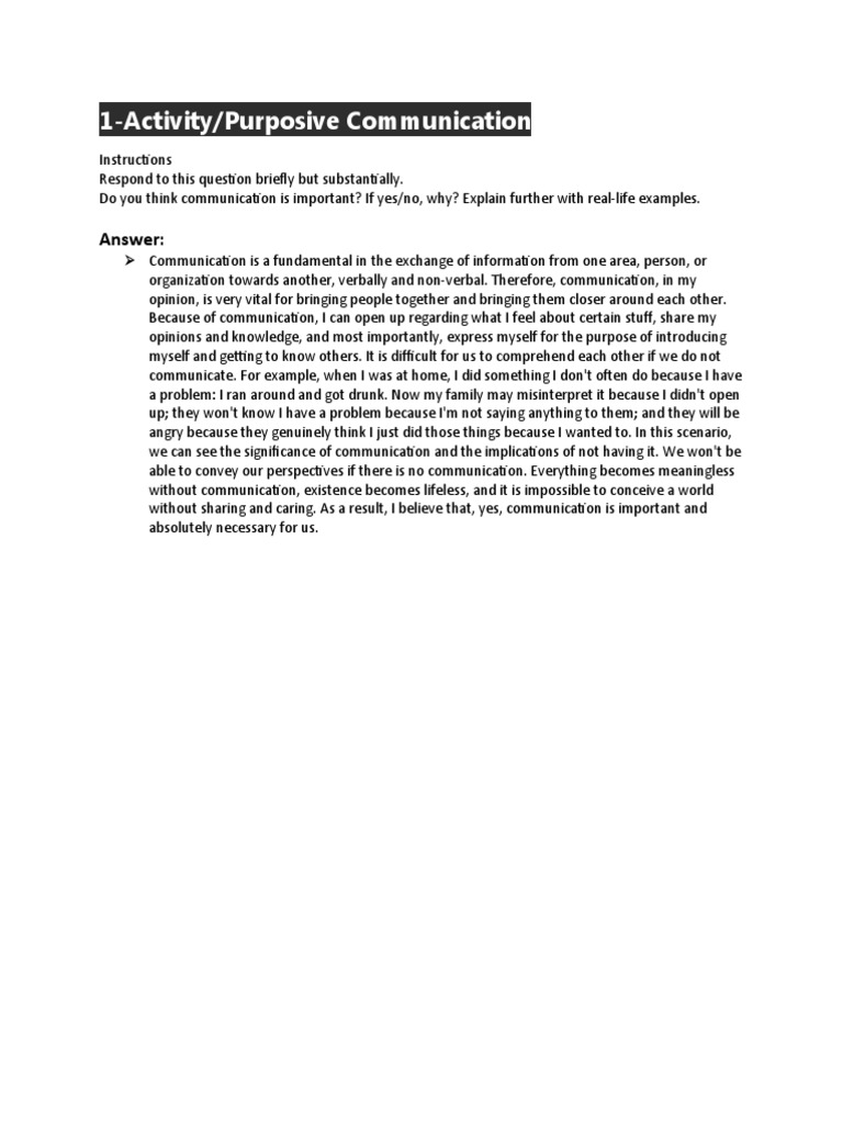 1-Activity/Purposive Communication: Answer | PDF
