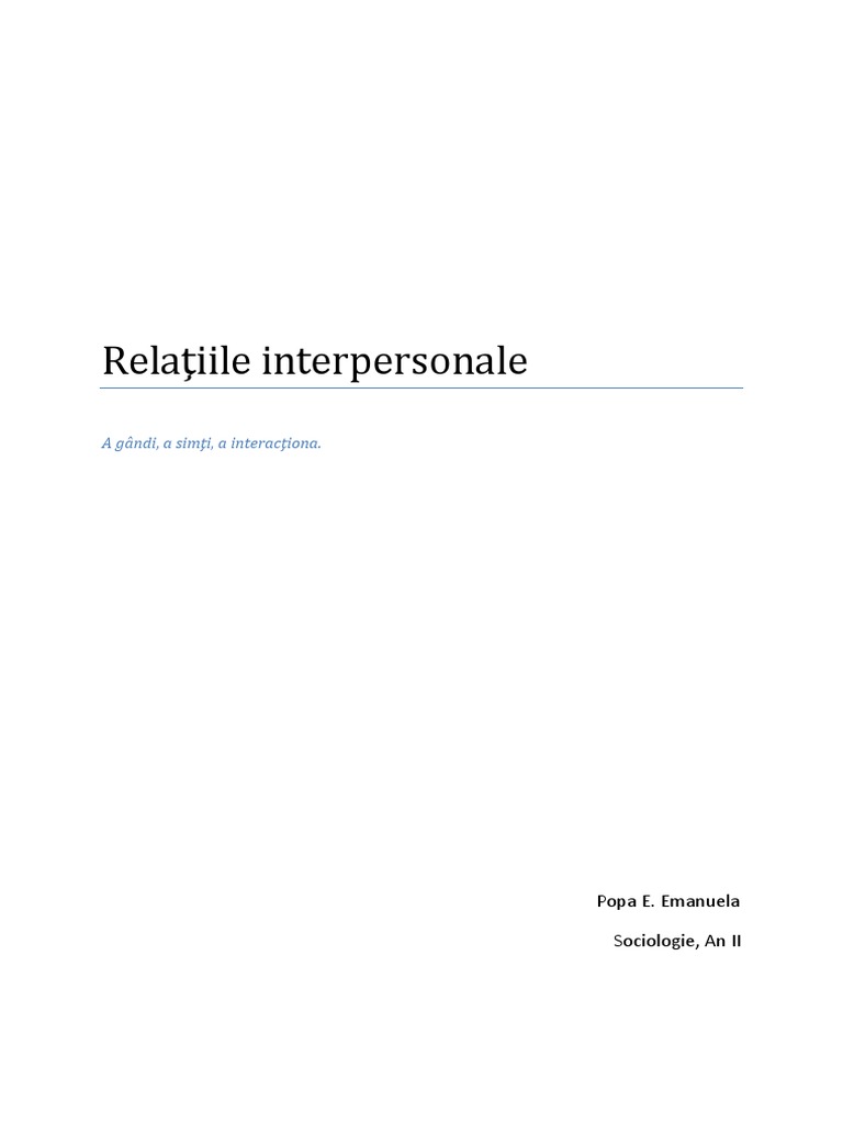 Relatii Interpersonale | PDF