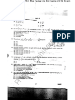 Cucet PHD Mathematics 2019 Entrance Paper