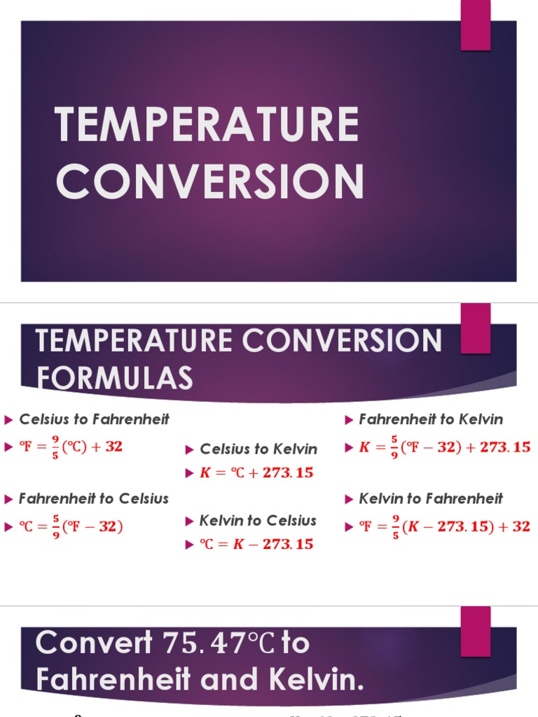 Temperature Conversion Formulas Guide | PDF | Fahrenheit | Celsius