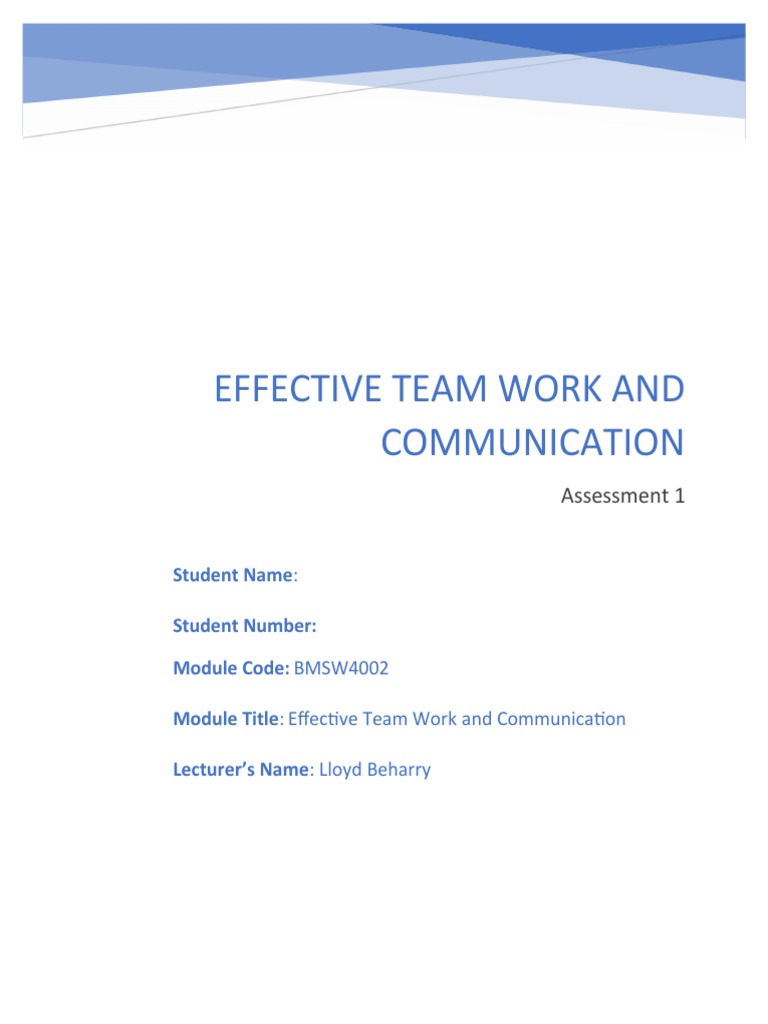 Effective Communication in Teamwork | PDF | Communication | Nonverbal ...
