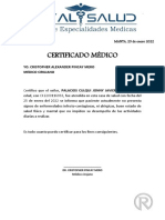 Certificado Medico Reintegracion