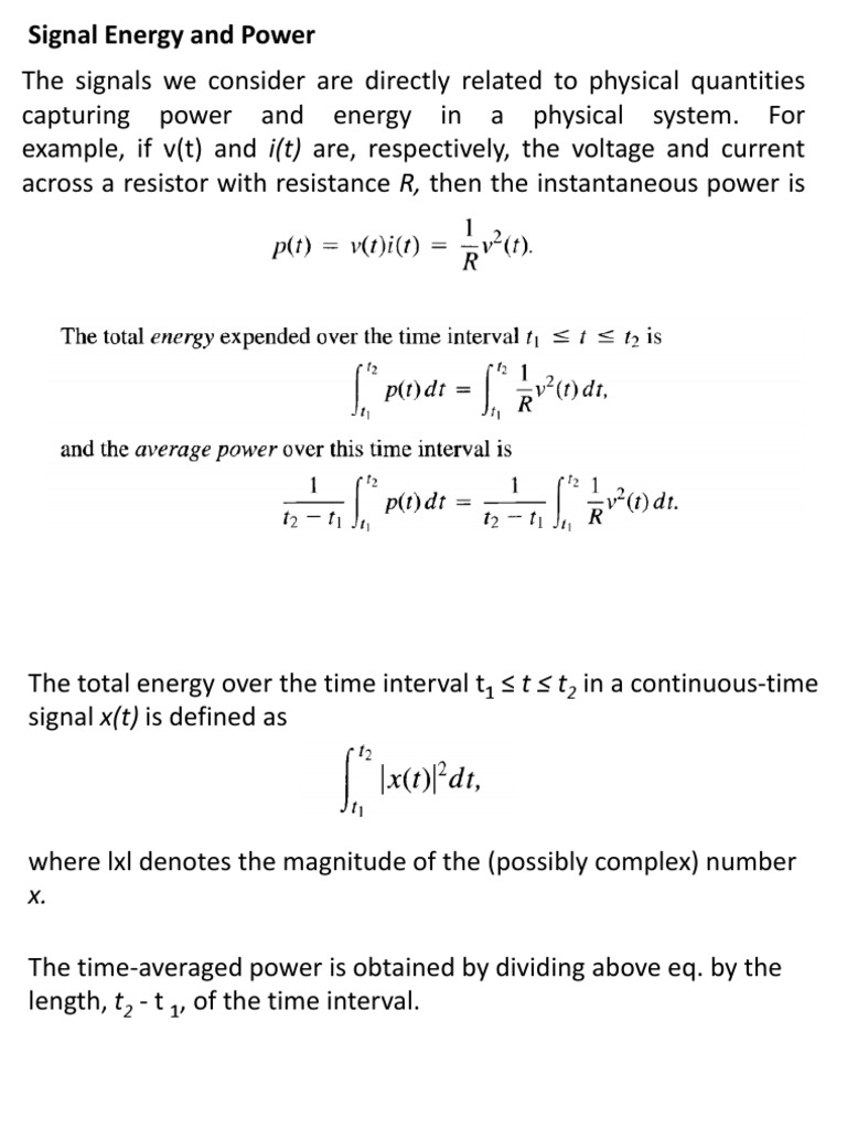 Signal Energy and Power PDF Discrete Time And Continuous Time