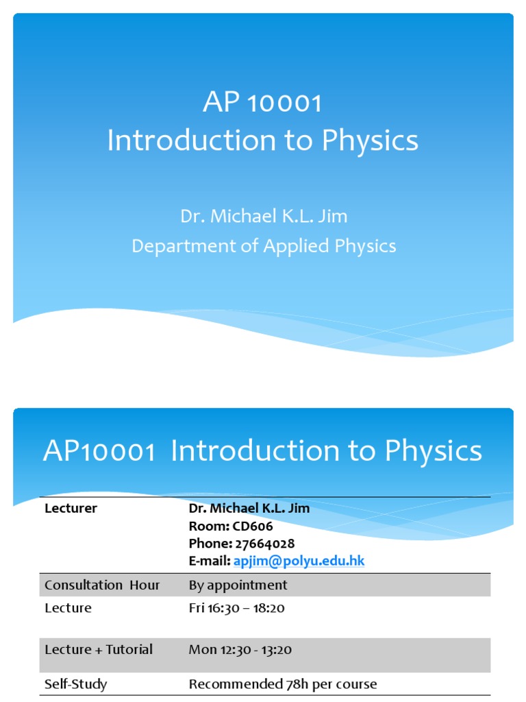 AP10001: Intro to Physics Overview | PDF | Physical Sciences | Mechanics
