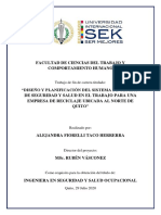 Diseño y Planificación Del Sistema de Gestión de Seguridad y Salud en El Trabajo para Una Empresa de Reciclaje Ubicada Al Norte de Quito