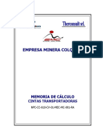 Cálculo de cintas transportadoras para mina Colquiri