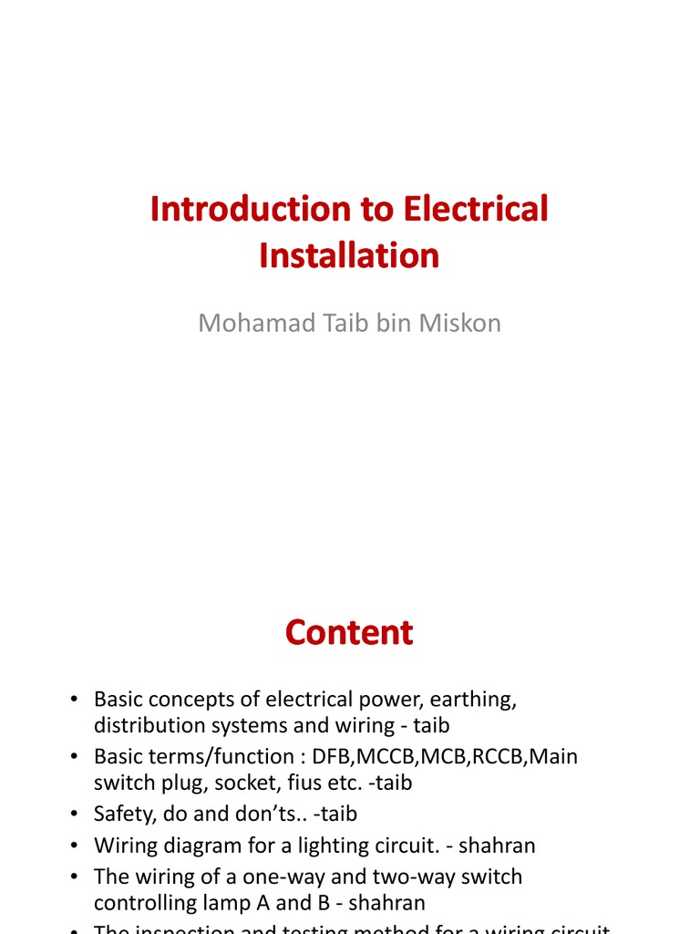 Introduction To Electrical Installation | PDF | Electrical Engineering