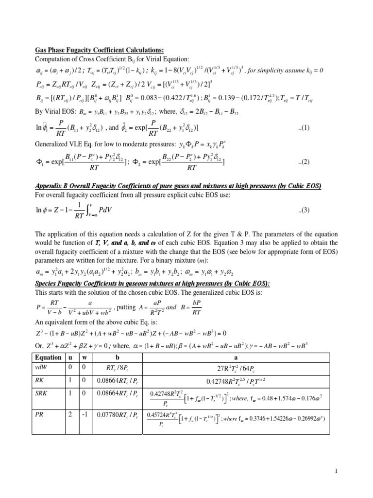 Illustrated Problems Fugacity Coefficients | PDF | Mechanics | Applied ...