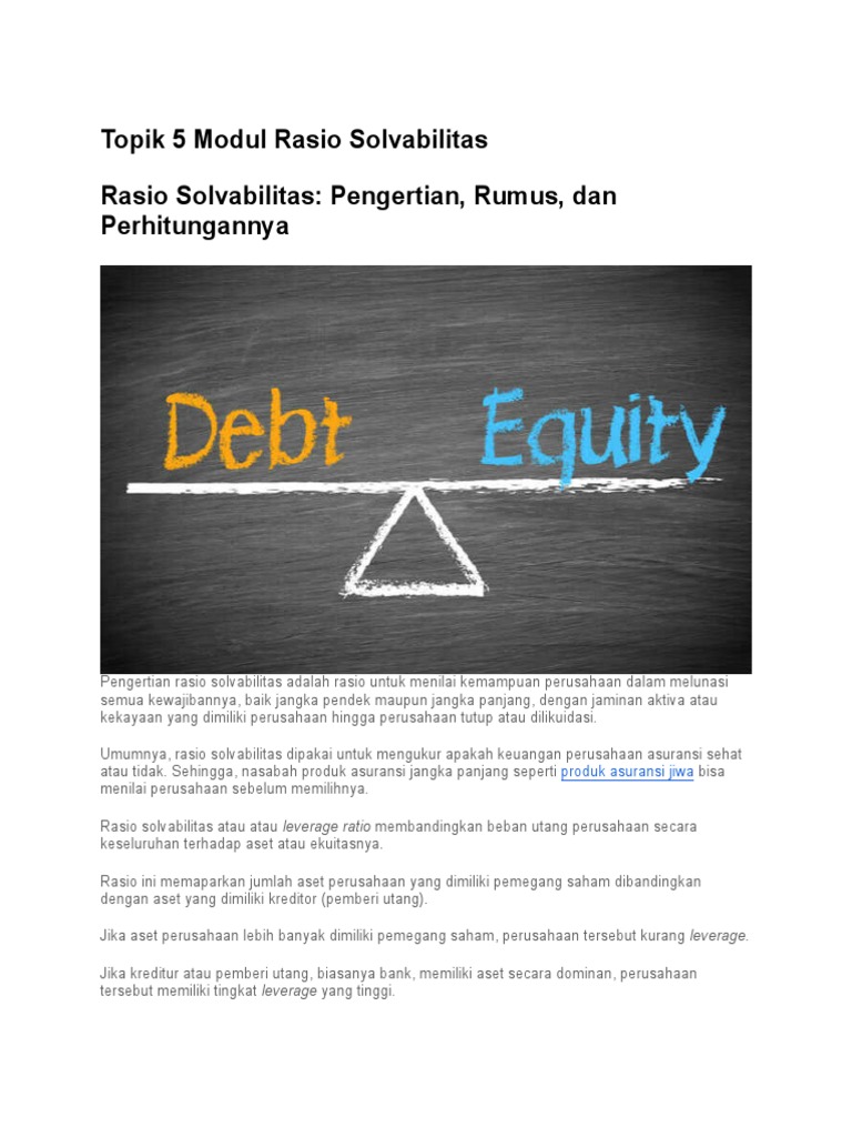 Topik 5 Modul Rasio Solvabilitas | PDF