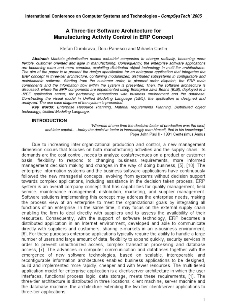 Three-Tier ERP Software Architecture | PDF | Enterprise Java Beans ...