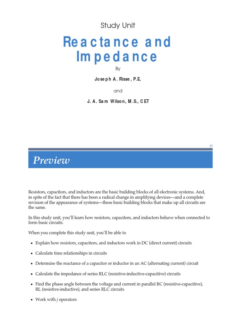 Reactance and Impedance: Study Unit | PDF | Capacitor | Electrical ...