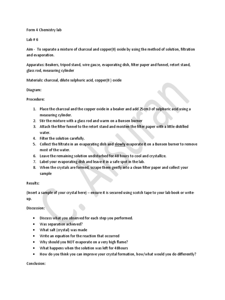 Lab # 6 - CuO + H2SO4 | PDF