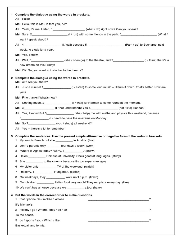 Dialogue Completion Exercises | PDF | Adverb | Languages