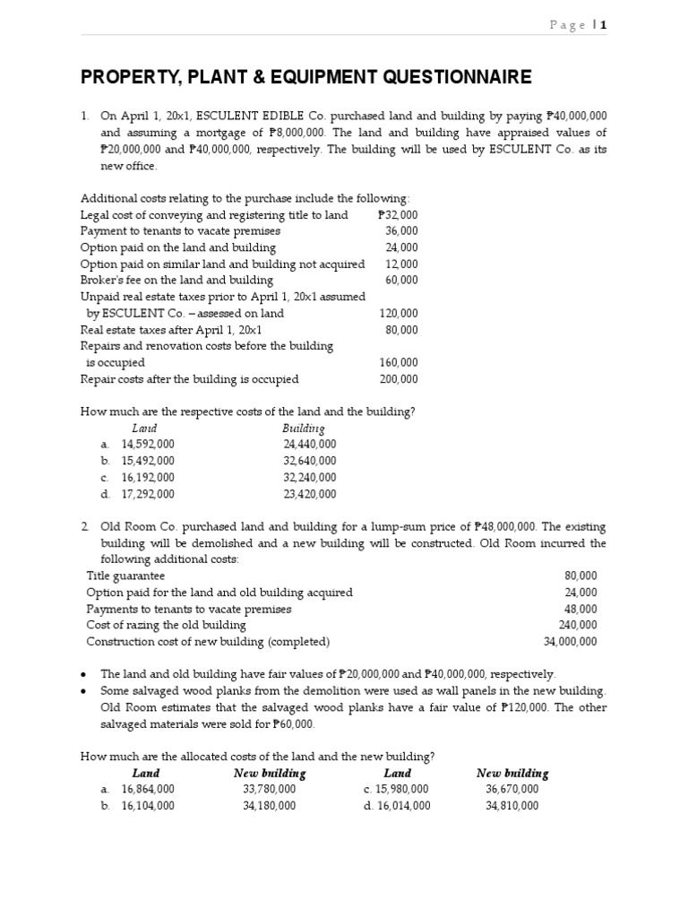 Quiz 3 Ppe Questions PDF Depreciation Historical Cost