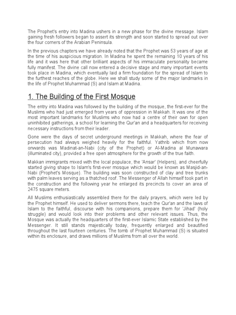 The Building of The First Mosque | PDF | Medina | Muhammad