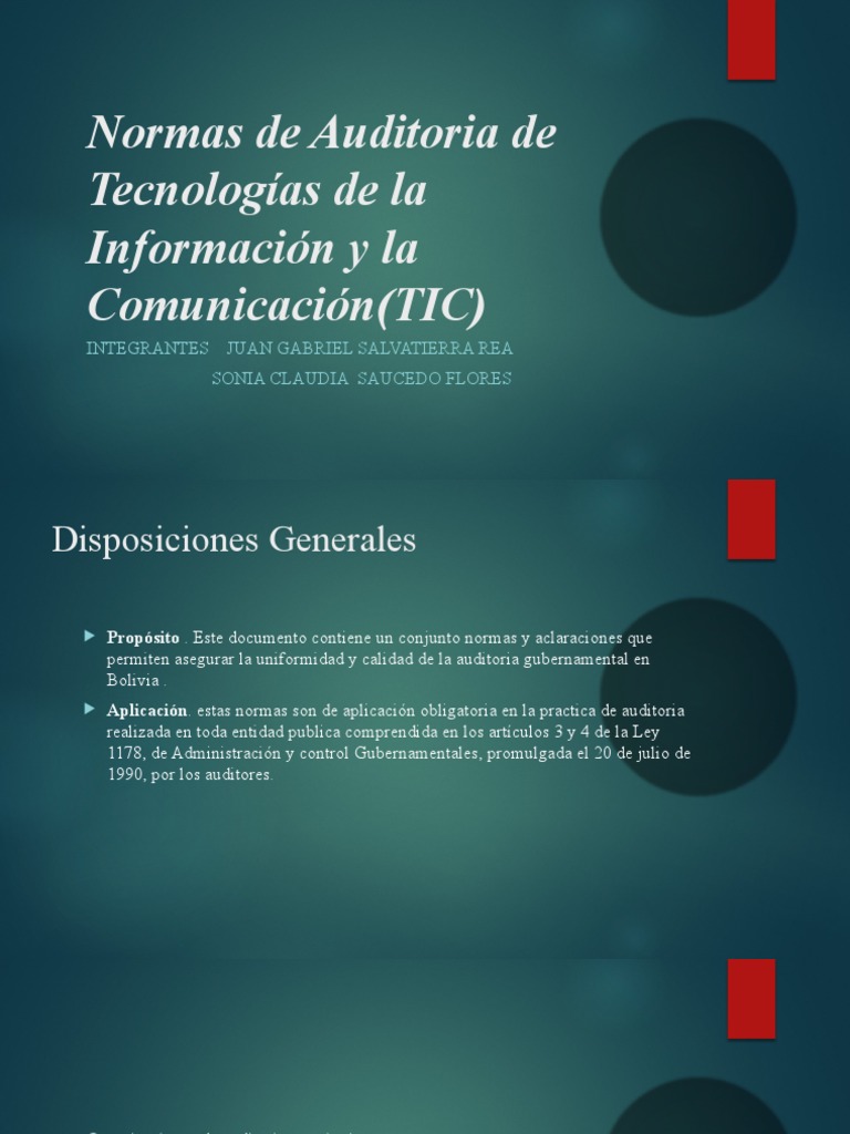 NORMAS DE AUDITORIA DE TECNOLOGIA DE LA INV. Y COMUN. TICs | PDF ...
