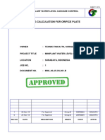 Sizing Calculation For Orifice Plate: Miniplant Water Level Cascade Control