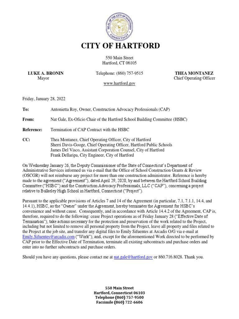 Letter 2022-01-28 CAP Termination | PDF | Government | Justice