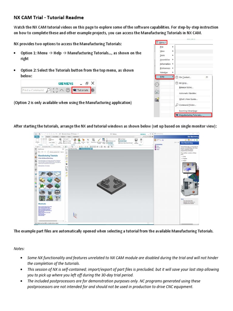 NX CAM Trial Tutorial Guide | PDF