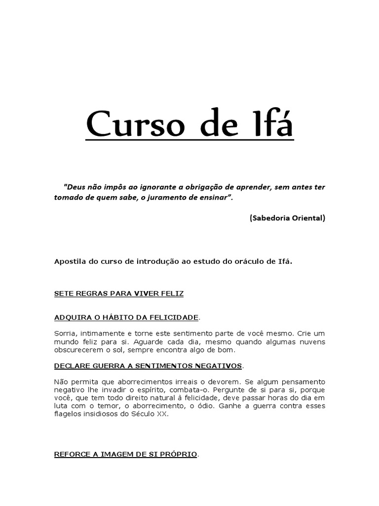 Curso de Ifá - parte I | PDF | Oráculo | Mente