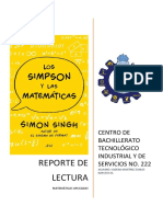REPORTE DE LECTURA "Los Simpson y Las Matemáticas" (Simon Singh)