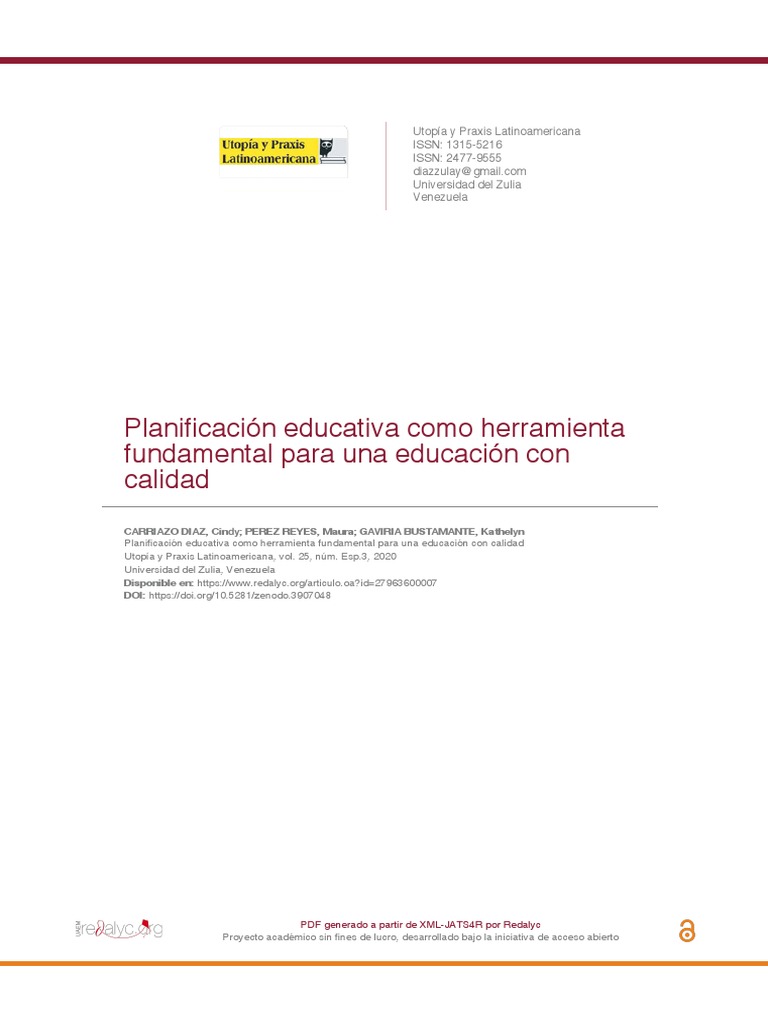 Planificación Educativa Como Herramienta Fundamental para Una Educación ...