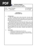 Plastic Limit Lab Report | PDF | Civil Engineering | Soil Science