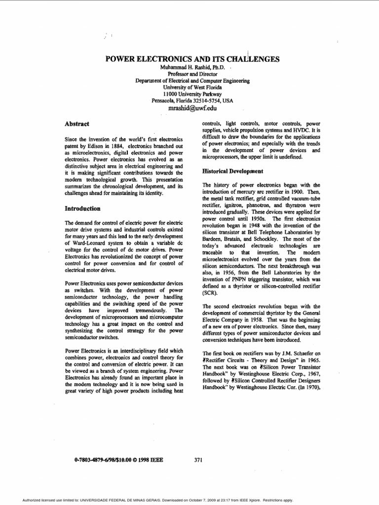 Power Electronics: Evolution and Challenges | PDF | Power Electronics ...