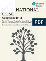 International GCSE Geography 4GE1 June 2022 Paper 1 Section B Exam Template